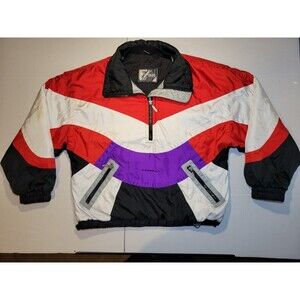 Vintage 90s Tyrolia Ski Jacket Pullover Red White 1/2 Zip Coat Womens Size M VTG